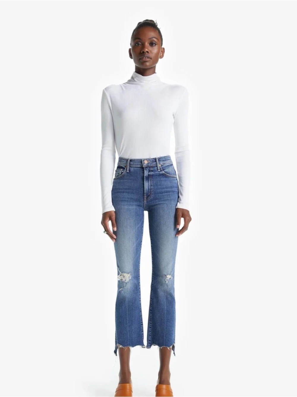 Mother The Insider Crop Step Chew High Rise Jeans Blue